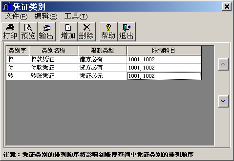 自定义凭证类别